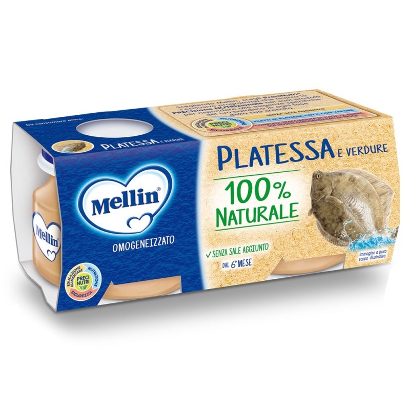Mellin
omogeneizzato
platessa e verdure
100% naturale, senza sale aggiunto.
6 mesi+