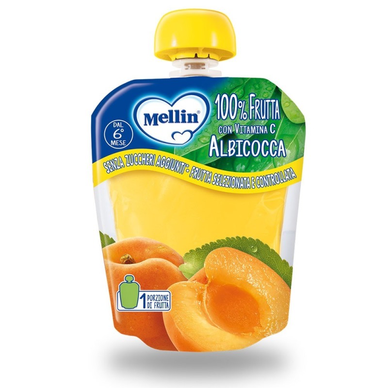Mellin pouch
albicocca
100% frutta con Vitamina C
6 mesi+