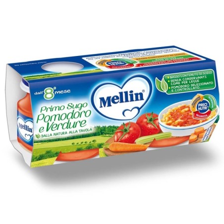 Mellin
primo sugo
pomodoro e verdure
8 mesi+
confezione 2 vasetti da 80 g